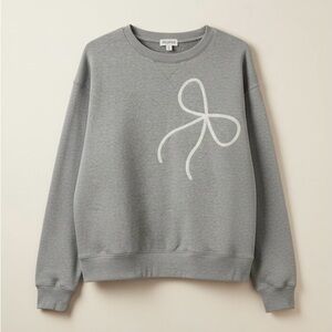 Gray CrewNeck with White Bow Design